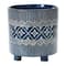 Hello Honey® 11" Blue & White Debossed Stoneware Footed Planter